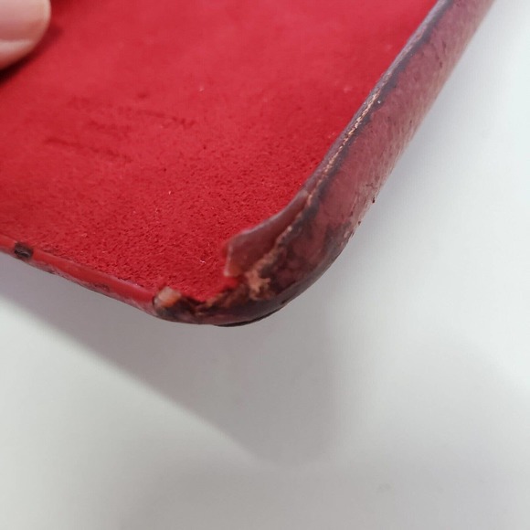 Louis Vuitton Iphone 11 Pro Cell Phone Card Case Leather Signature Red Damaged - Picture 4 of 8